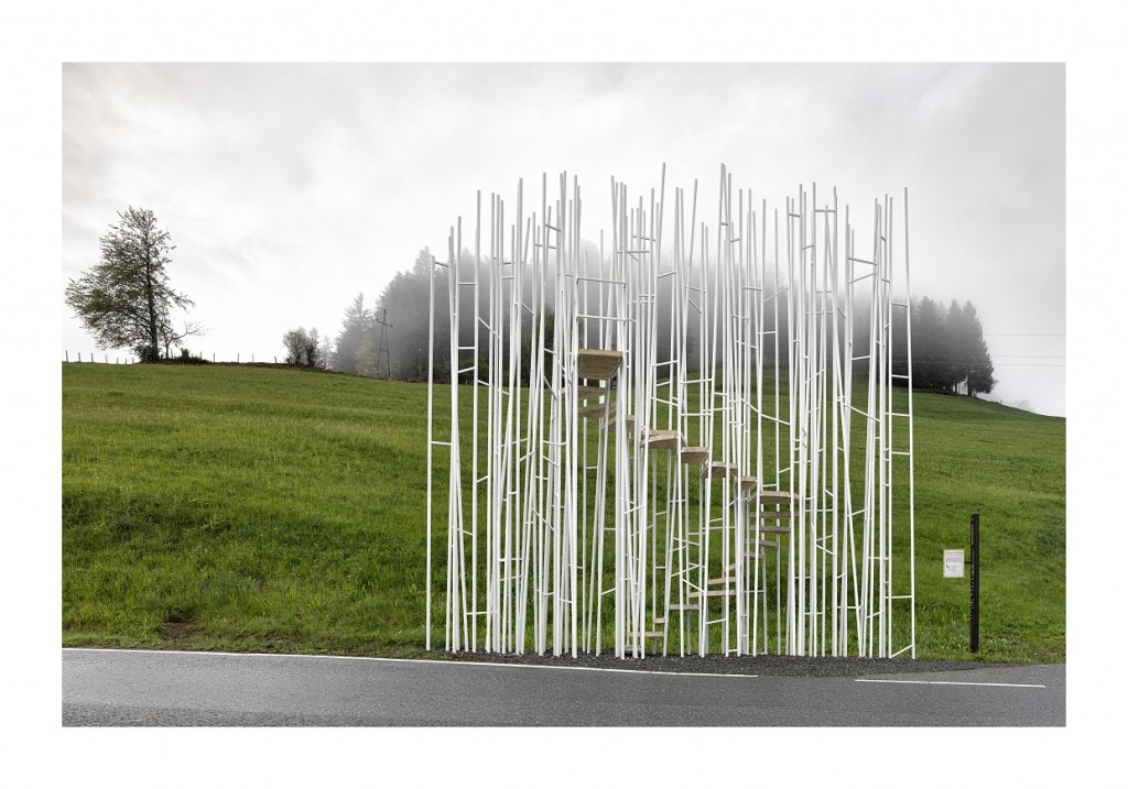 BUS:STOP Krumbach Bränden. Architekt / Entwurf: Sou Fujimoto; Architektur / Ausführung: Bechter Zaffignani (Rene Bechter, Michelangelo Zaffignani) 01.jpg, 7,8 MB © Adolf Bereuter