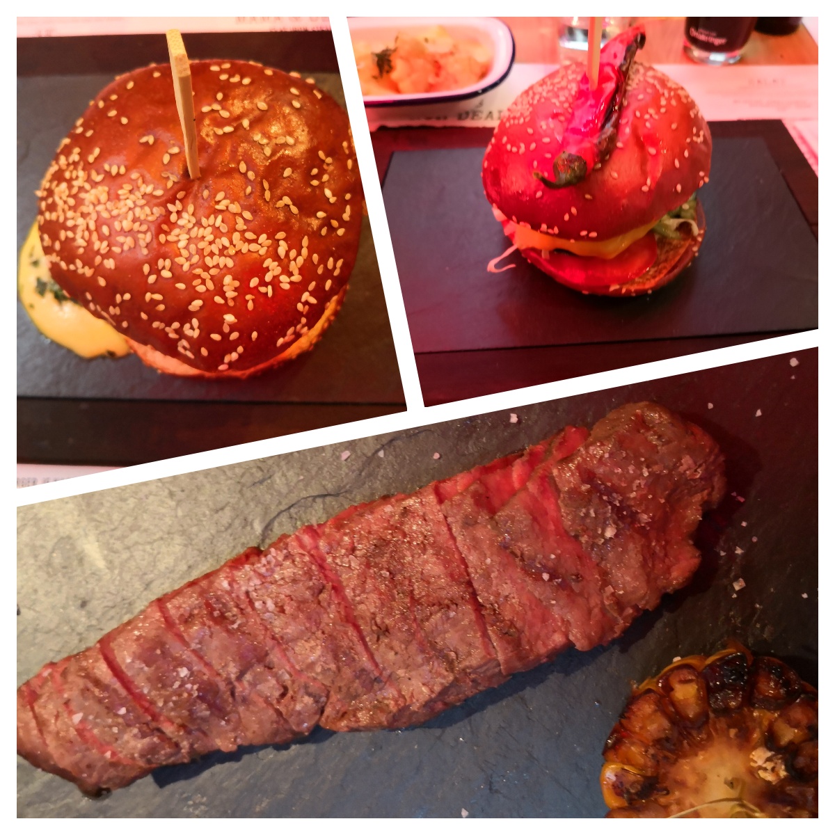 Burger und Flanksteak bei Mama und der Bulle, neu in 1010, Collage (c) Andera Pickl - kekinwien.at