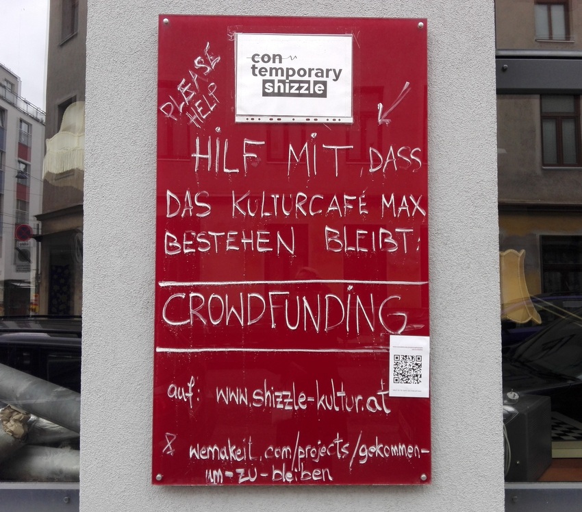 wemakeit, Aufruf zur Unterstützung via Crowdfunding, Kulturcafe Max in Hernals, Bild (c) kekinwien.at